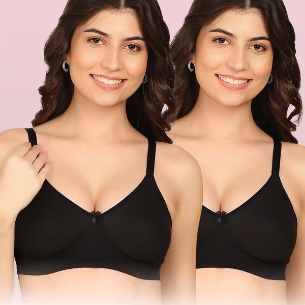 Komli Bonded Breathable Cotton Full Coverage Non-Padded Bra (KB-352) (Pack of 2)