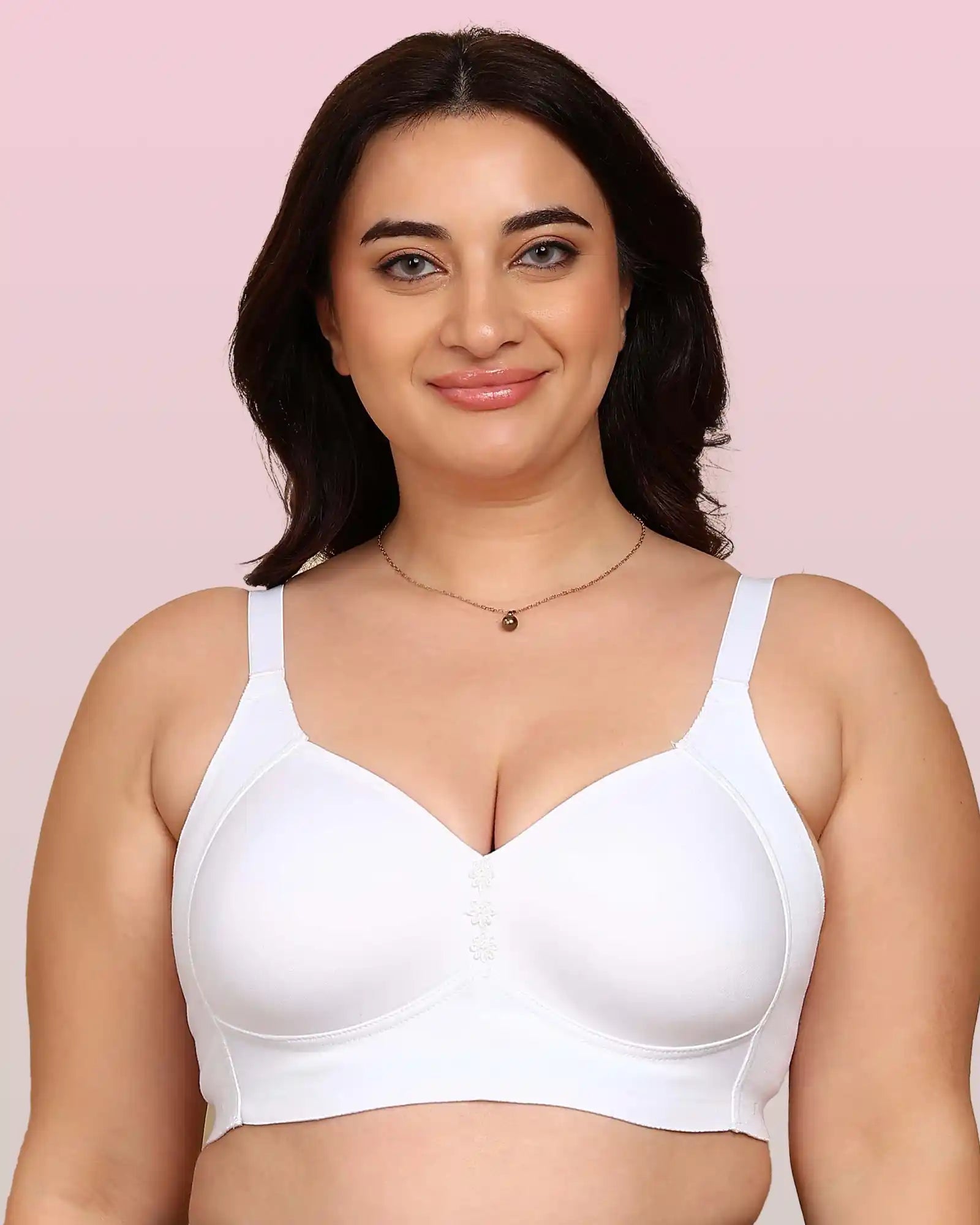 Komli Bonded Breathable Cotton Plus Size M-Frame Minimiser Padded Bra (KB-408-WHITE)