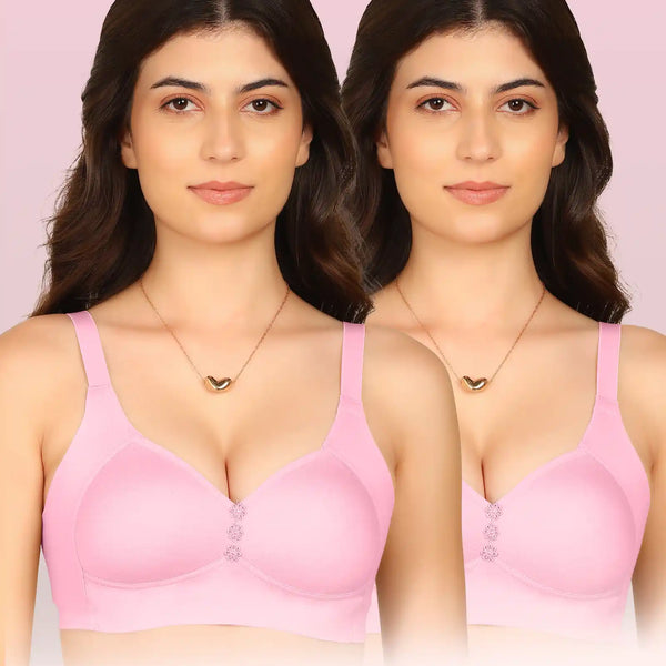 Komli Bonded Breathable Cotton Plus Size M-Frame Minimiser Padded Bra (KB-408) (Pack of 2)