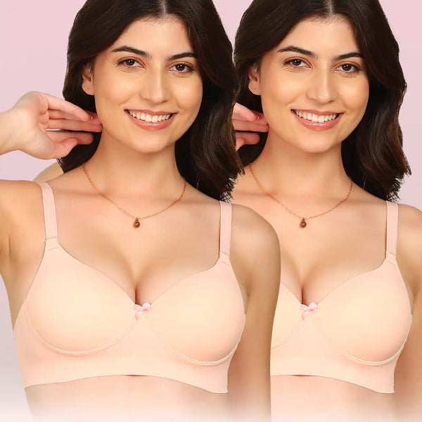 Komli Bonded Polyamide Push-Up 3/4 Coverage Bra (Level 3 Padding) (KB-5301) (Pack of 2)
