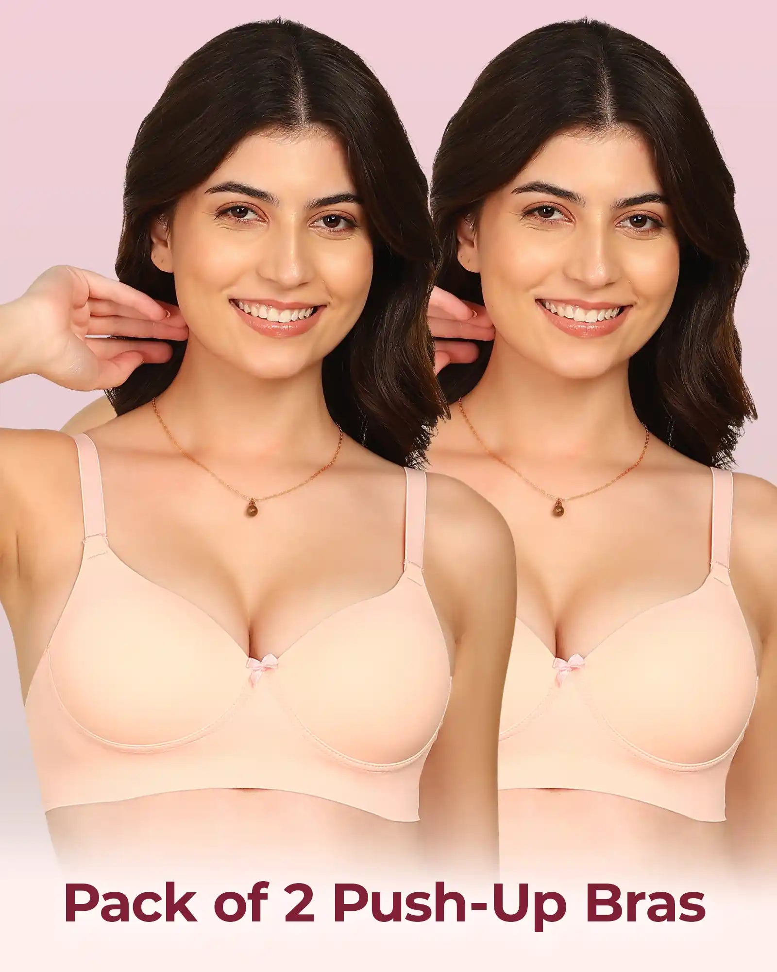 Komli Bonded Polyamide Push-Up 3/4 Coverage Bra (Level 3 Padding) (KB-5301) (Pack of 2)