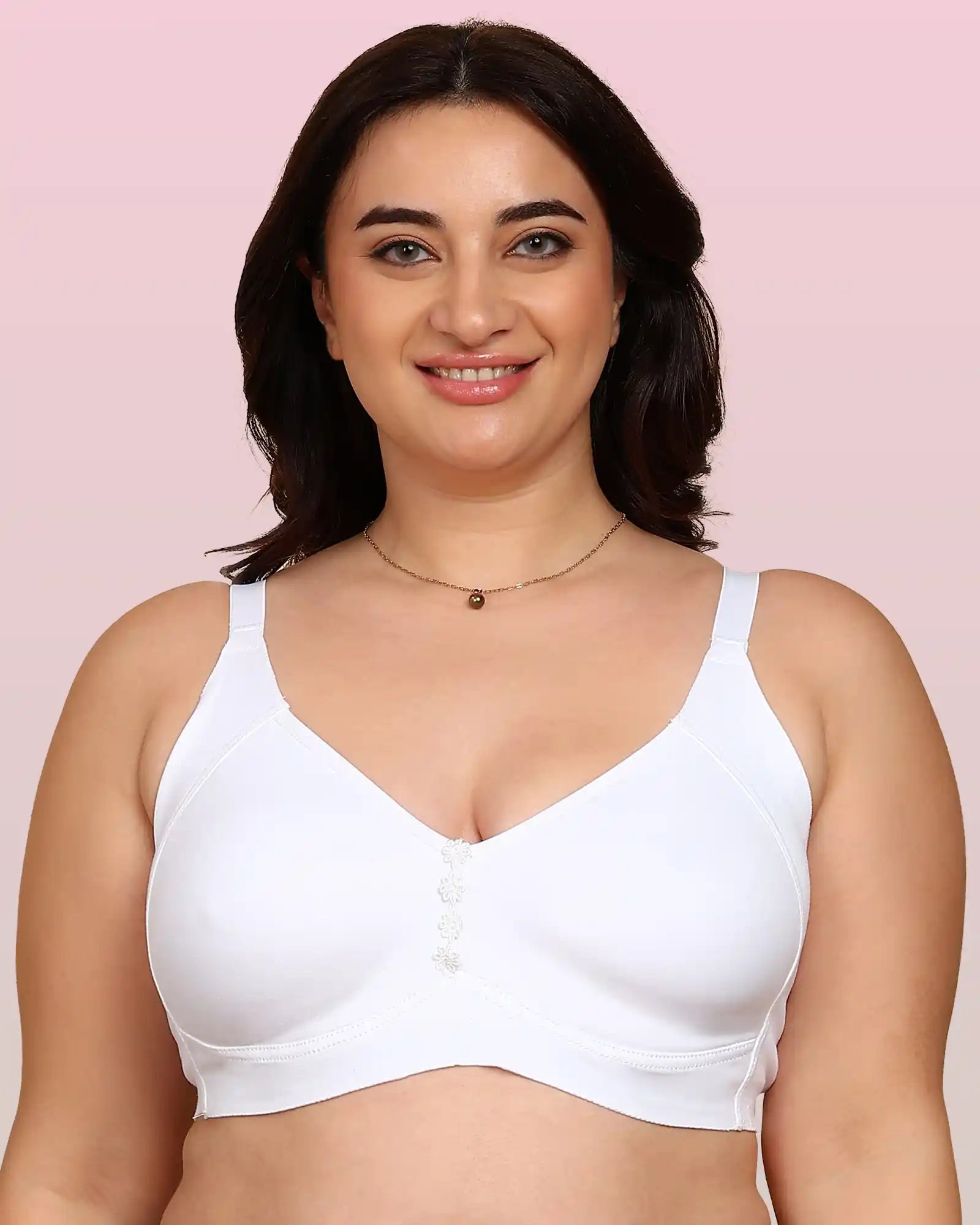 Komli Bonded Breathable Cotton Plus Size M-Frame Minimiser Non-Padded Bra (KB-405-WHITE)