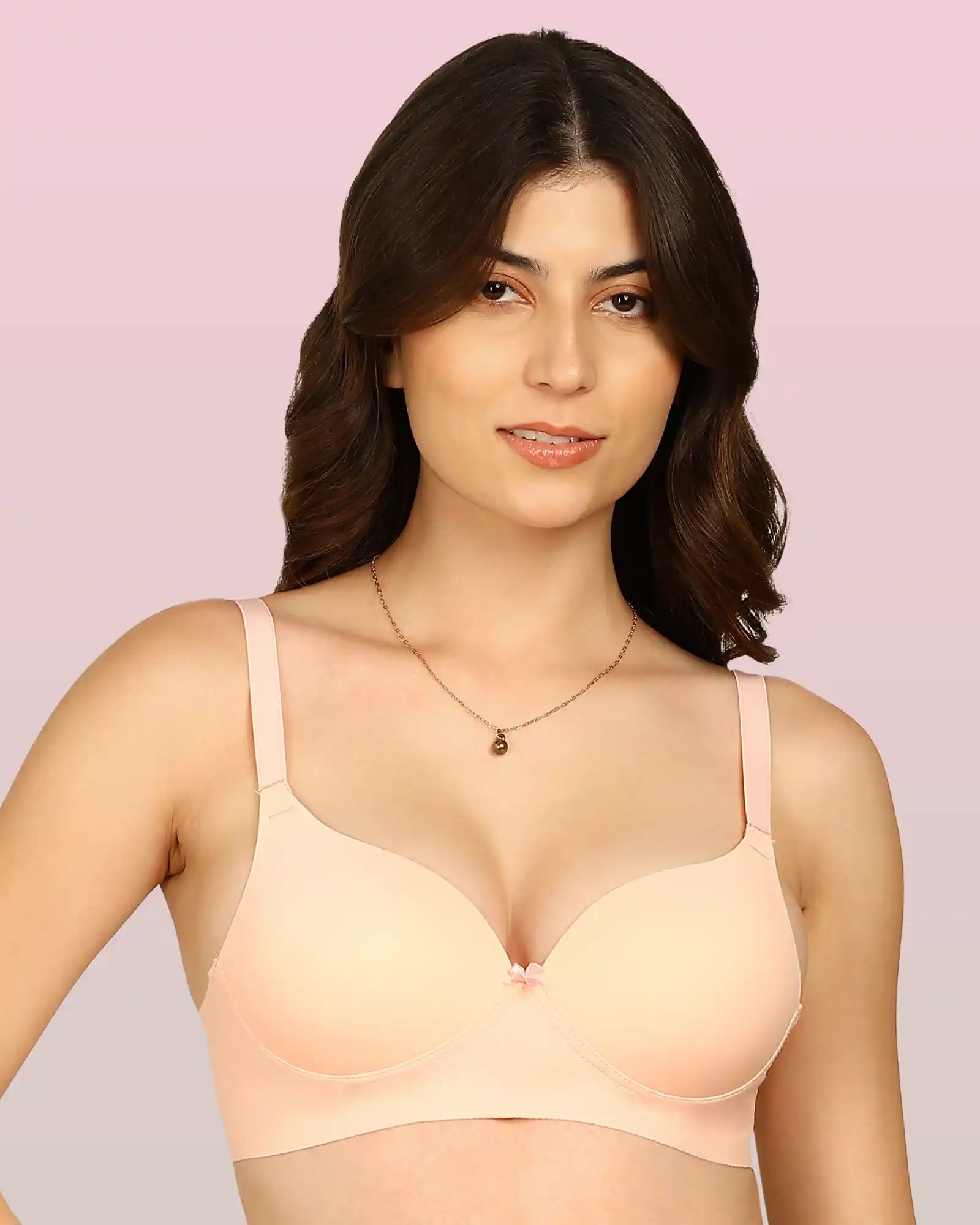 Komli Bonded Polyamide Push-Up 3/4 Coverage Maximiser Bra (Level 2 Padding (KB-5107-PEACH)
