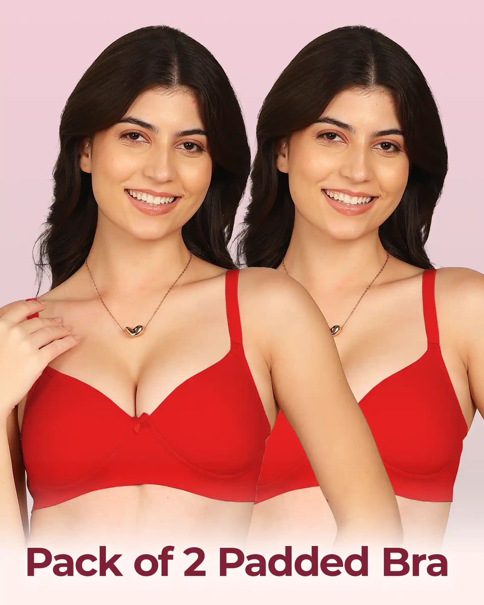 Komli Bonded Breathable Cotton Full Coverage Padded Bra (KB-1013) (Pack of 2)