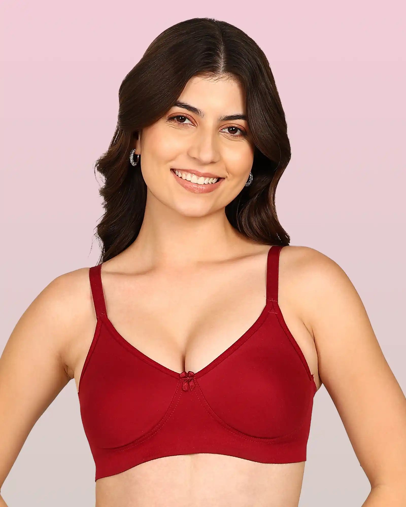 Komli Bonded Breathable Cotton Full Coverage Non-Padded Bra (KB-352-WINE)