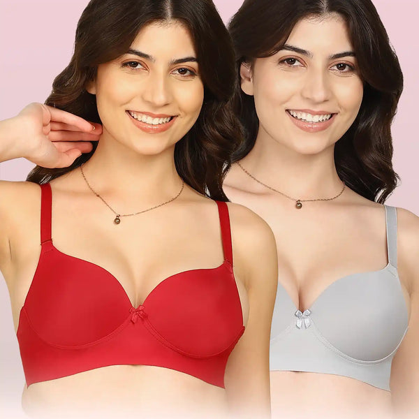 Komli Bonded Polyamide Push-Up 3/4 Coverage Maximiser Bra (Level 2 Padding) (KB-5107) (Pack of 2)