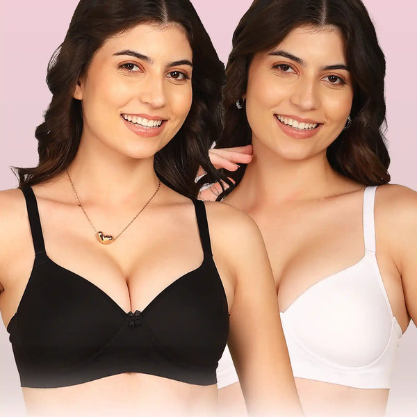 Komli Bonded Breathable Cotton Full Coverage Padded Bra (KB-1013) (Pack of 2)