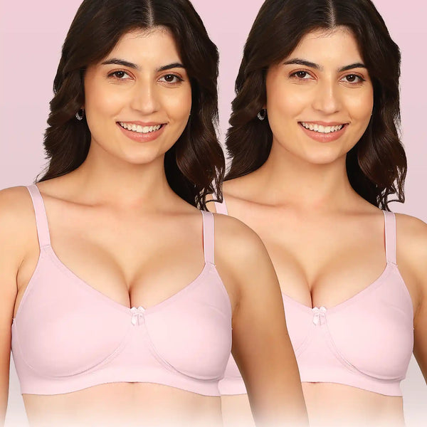 Komli Bonded Breathable Cotton Full Coverage Non-Padded Bra (KB-352) (Pack of 2)
