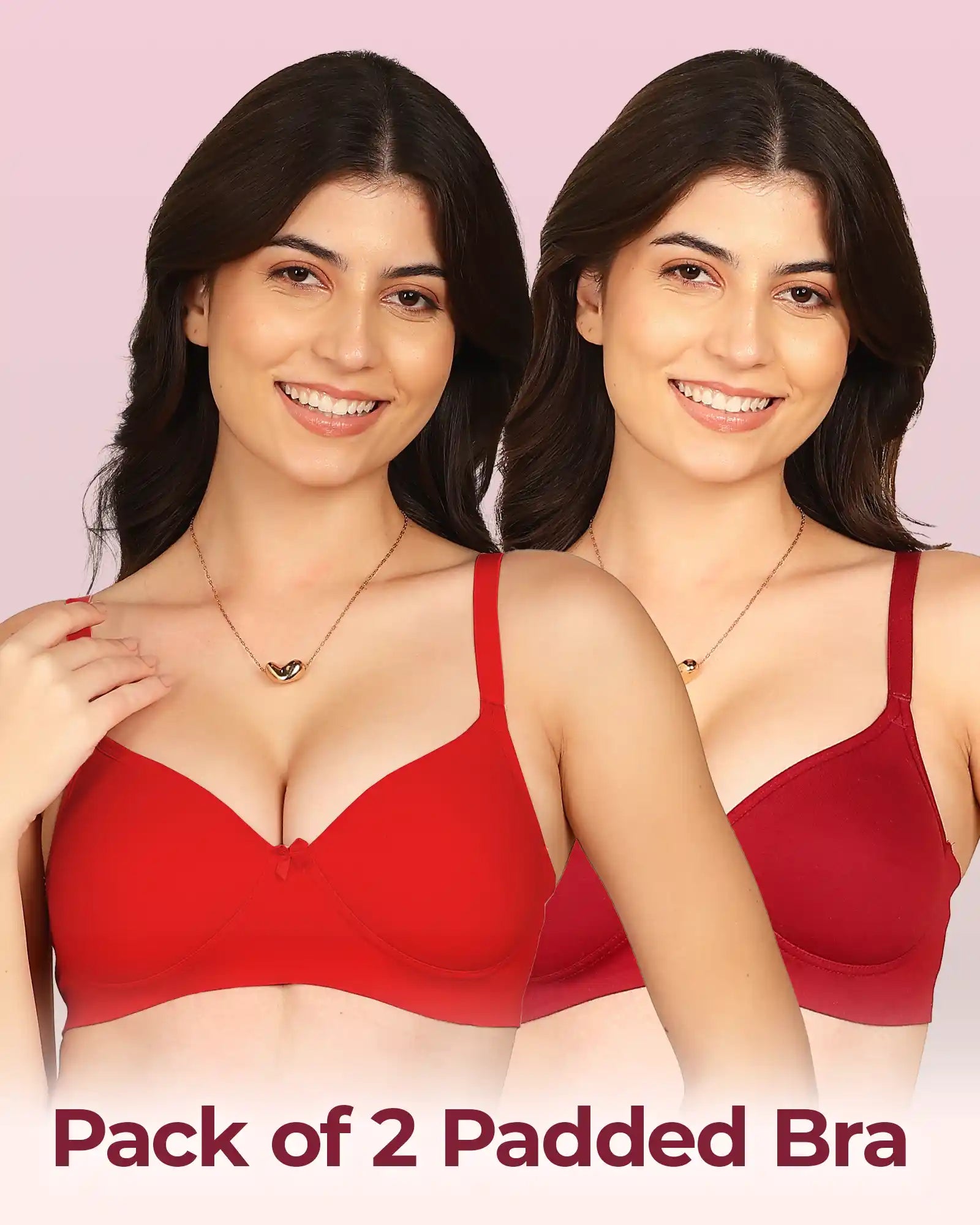 Komli Bonded Breathable Cotton Full Coverage Padded Bra (KB-1013) (Pack of 2)