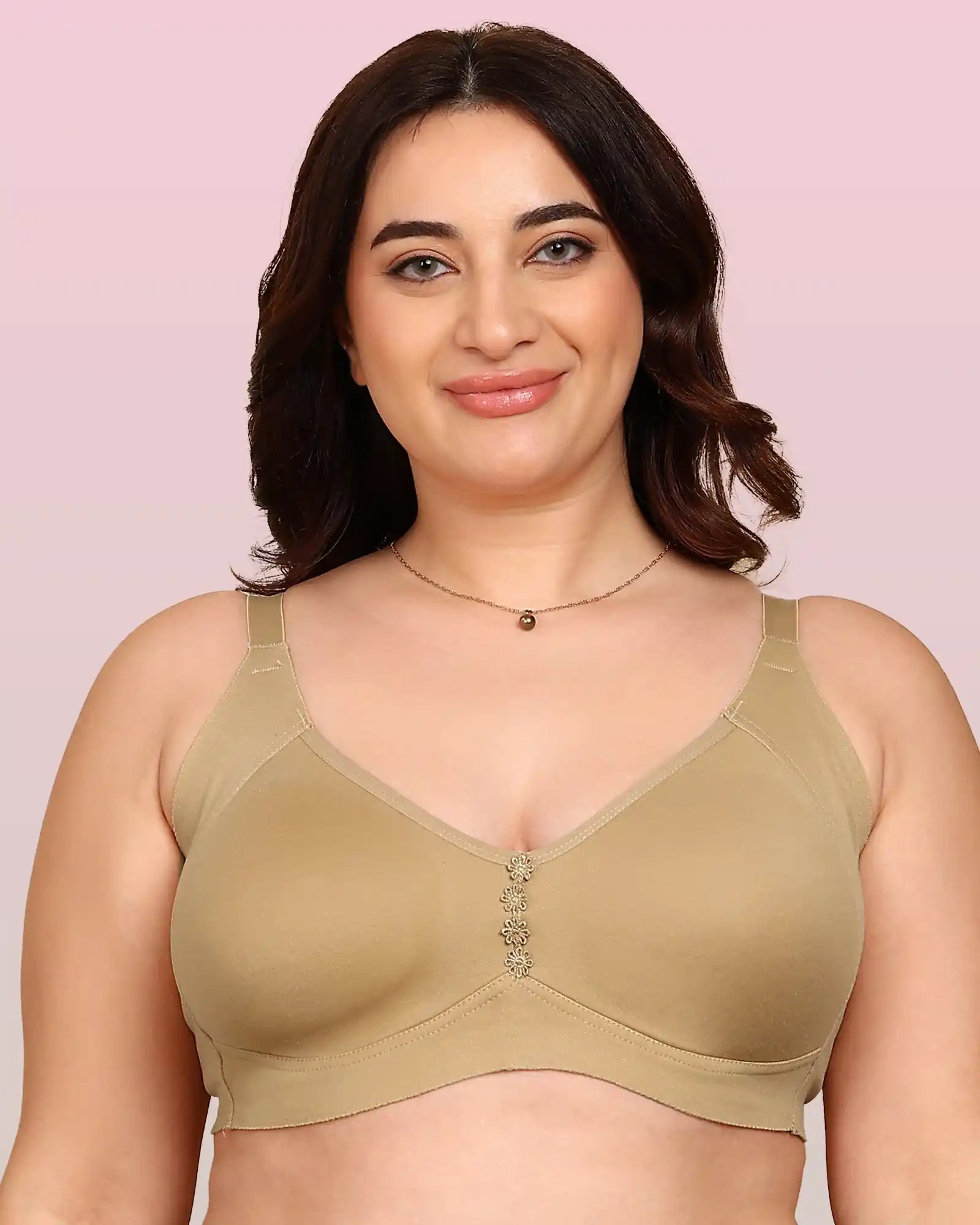 Komli Bonded Breathable Cotton Plus Size M-Frame Minimiser Non-Padded Bra (KB-405-SKIN)