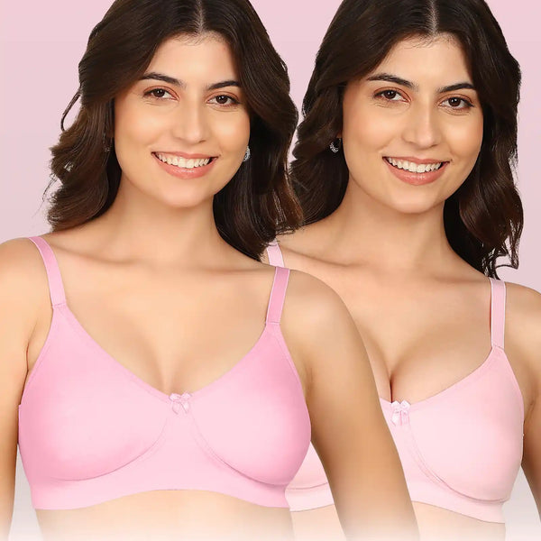 Komli Bonded Breathable Cotton Full Coverage Non-Padded Bra (KB-352) (Pack of 2)