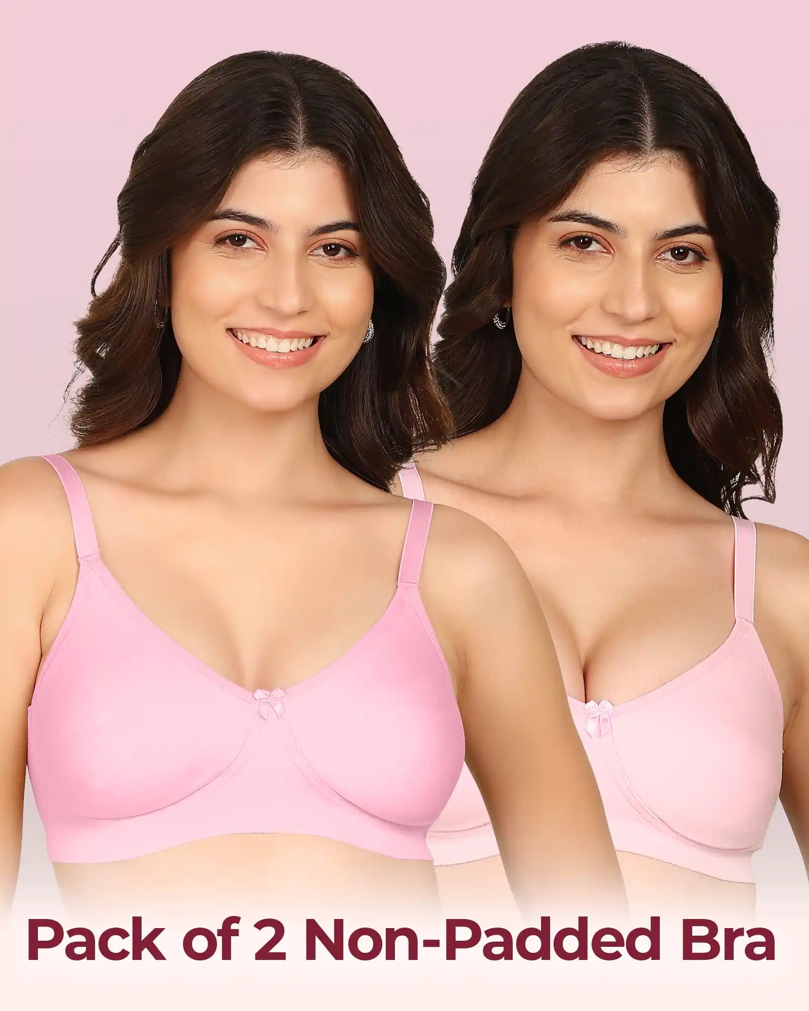 Komli Bonded Breathable Cotton Full Coverage Non-Padded Bra (KB-352) (Pack of 2)