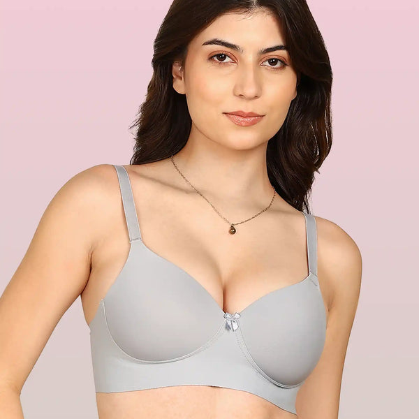 Komli Bonded Polyamide Full Coverage Padded Bra (Level 1 Padding (KB-5991-GREY)