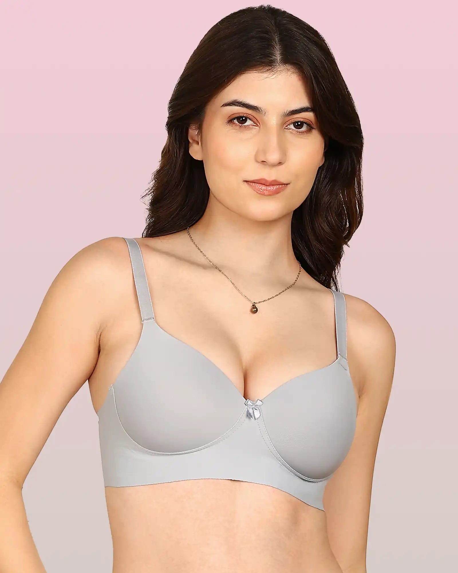 Komli Bonded Polyamide Full Coverage Padded Bra (Level 1 Padding (KB-5991-GREY)