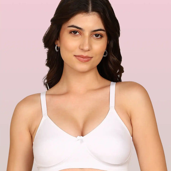 Komli Bonded Breathable Cotton Full Coverage Non-Padded Bra (KB-352-WHITE)
