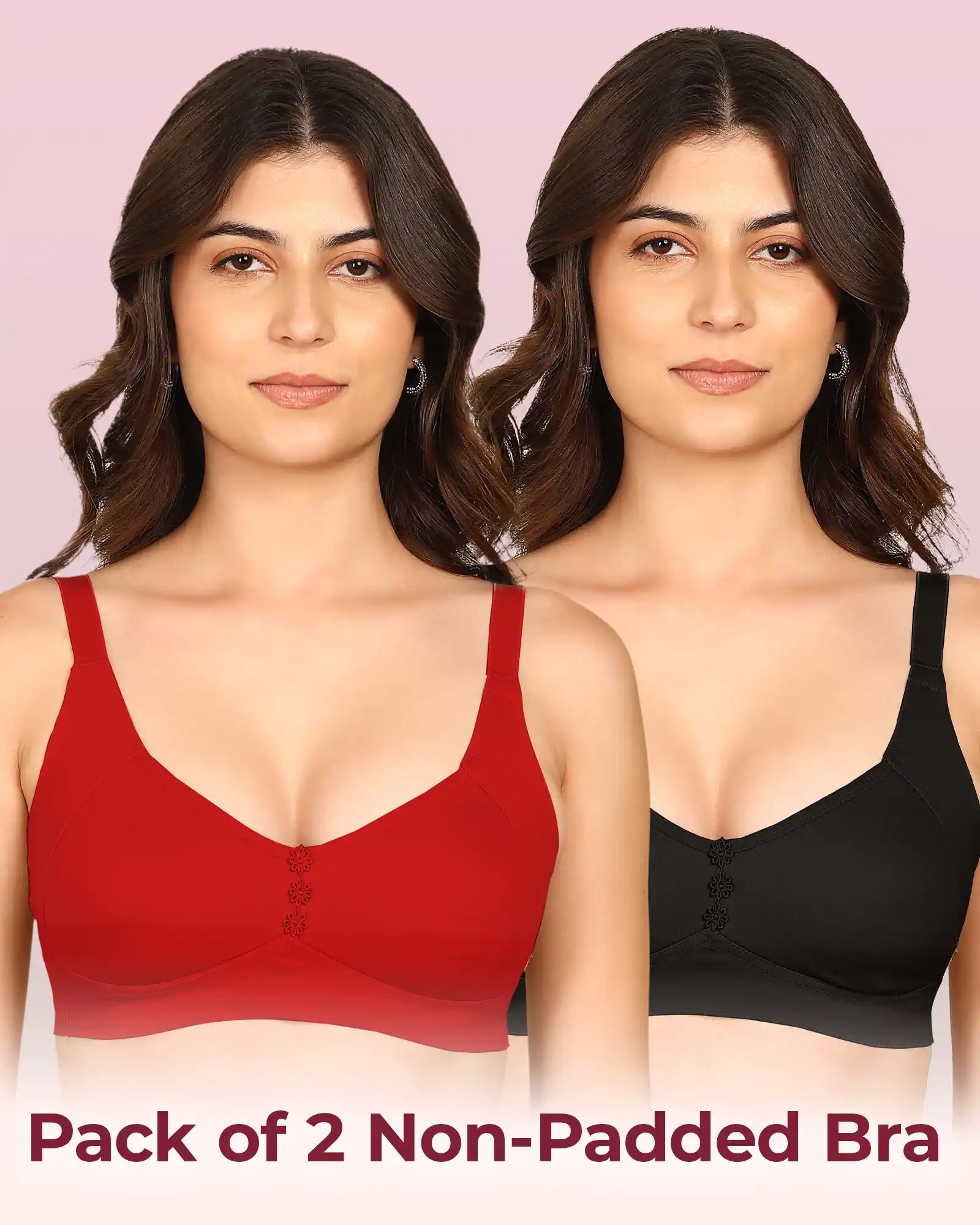 Komli Bonded Breathable Cotton Plus Size M-Frame Minimiser Non-Padded Bra (KB-405) (Pack of 2)