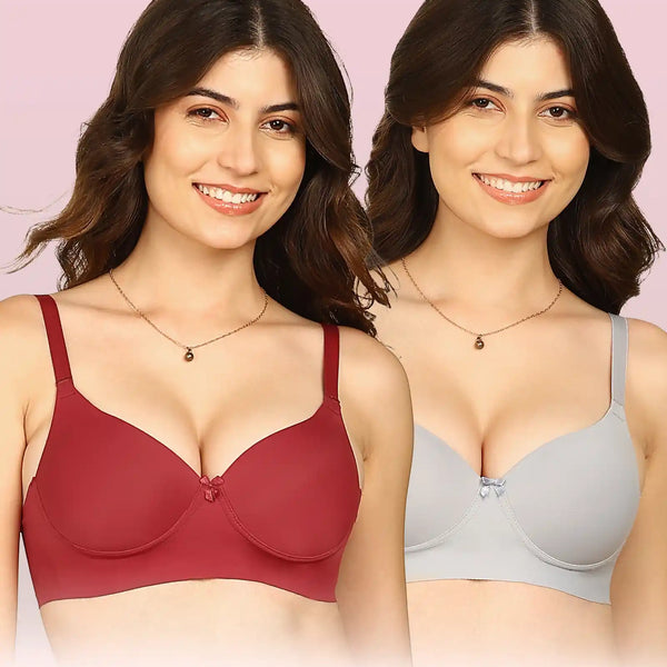 Komli Bonded Polyamide Push-Up 3/4 Coverage Bra (Level 3 Padding) (KB-5301) (Pack of 2)