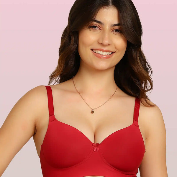 Komli Bonded Polyamide Full Coverage Padded Bra (Level 1 Padding (KB-5991-MAROON)