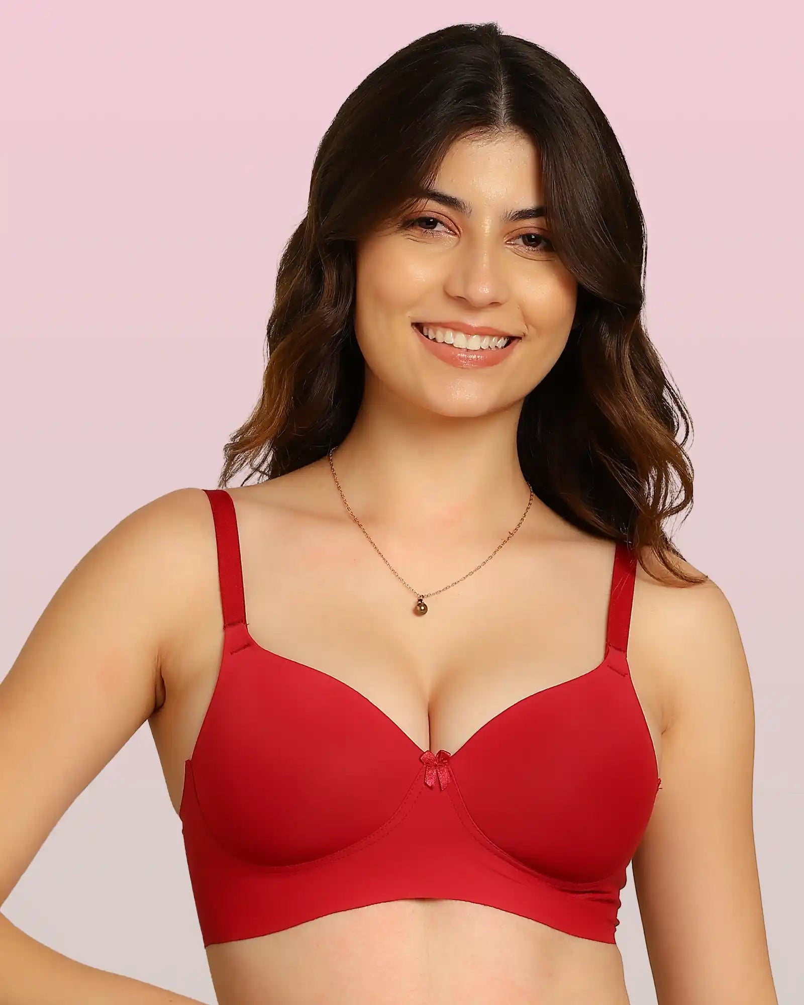 Komli Bonded Polyamide Full Coverage Padded Bra (Level 1 Padding (KB-5991-MAROON)