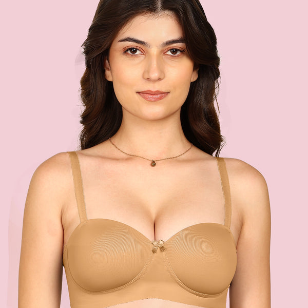 Komli Bonded Demi-Cup Padded Cotton Spandex Bra (KB-91012-FAWN)