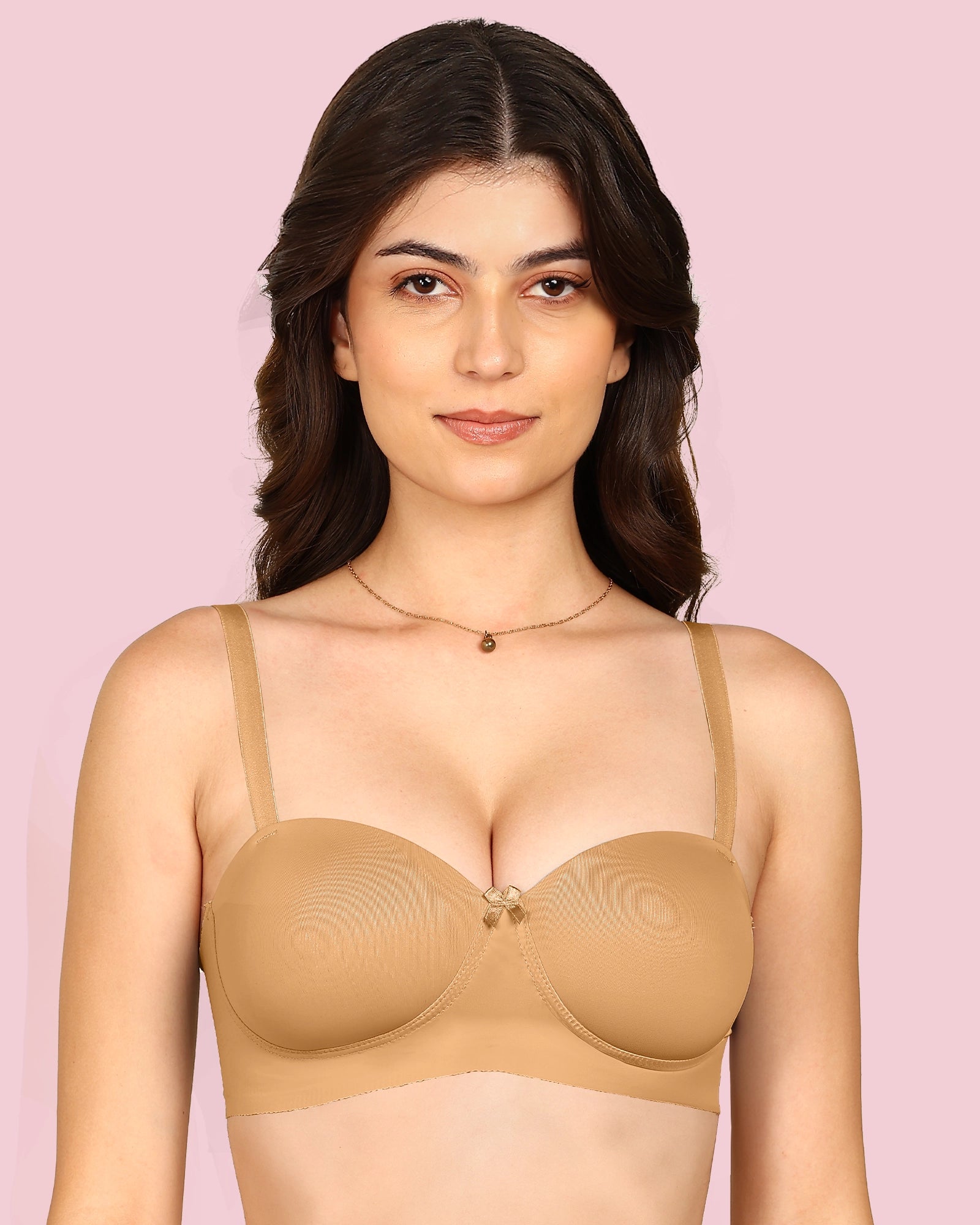 Komli Bonded Demi-Cup Padded Cotton Spandex Bra (KB-91012-FAWN)