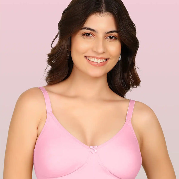 Komli Bonded Breathable Cotton Full Coverage Non-Padded Bra (KB-352-PINK)
