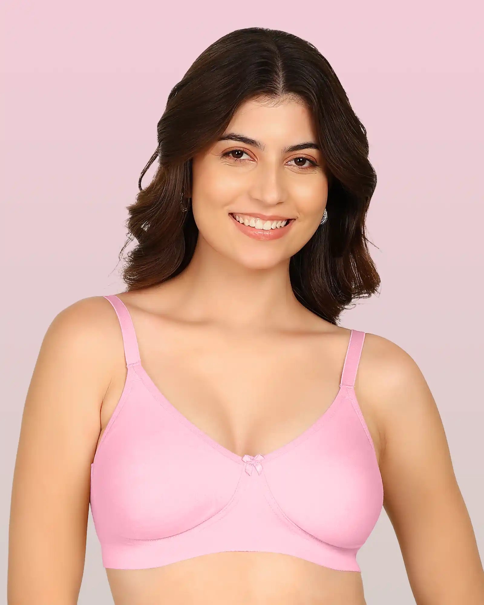 Komli Bonded Breathable Cotton Full Coverage Non-Padded Bra (KB-352-PINK)