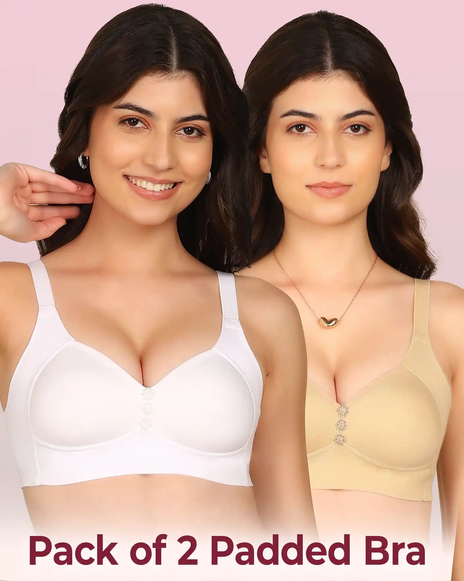 Komli Bonded Breathable Cotton Plus Size M-Frame Minimiser Padded Bra (KB-408) (Pack of 2)
