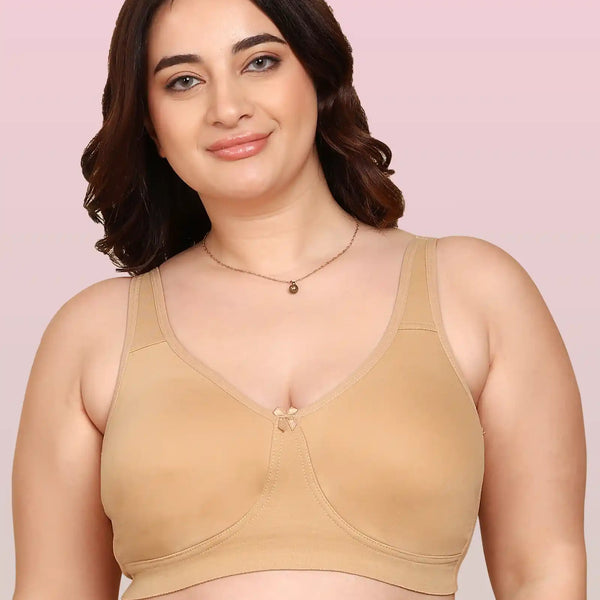 Komli Bonded Breathable Cotton Plus Size Full Coverage Non-Padded Bra (KB-401-SKIN)