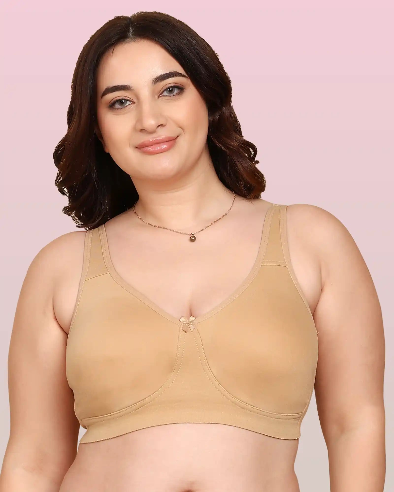 Komli Bonded Breathable Cotton Plus Size Full Coverage Non-Padded Bra (KB-401-SKIN)
