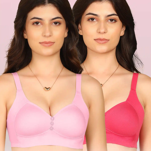 Komli Bonded Breathable Cotton Plus Size M-Frame Minimiser Padded Bra (KB-408) (Pack of 2)