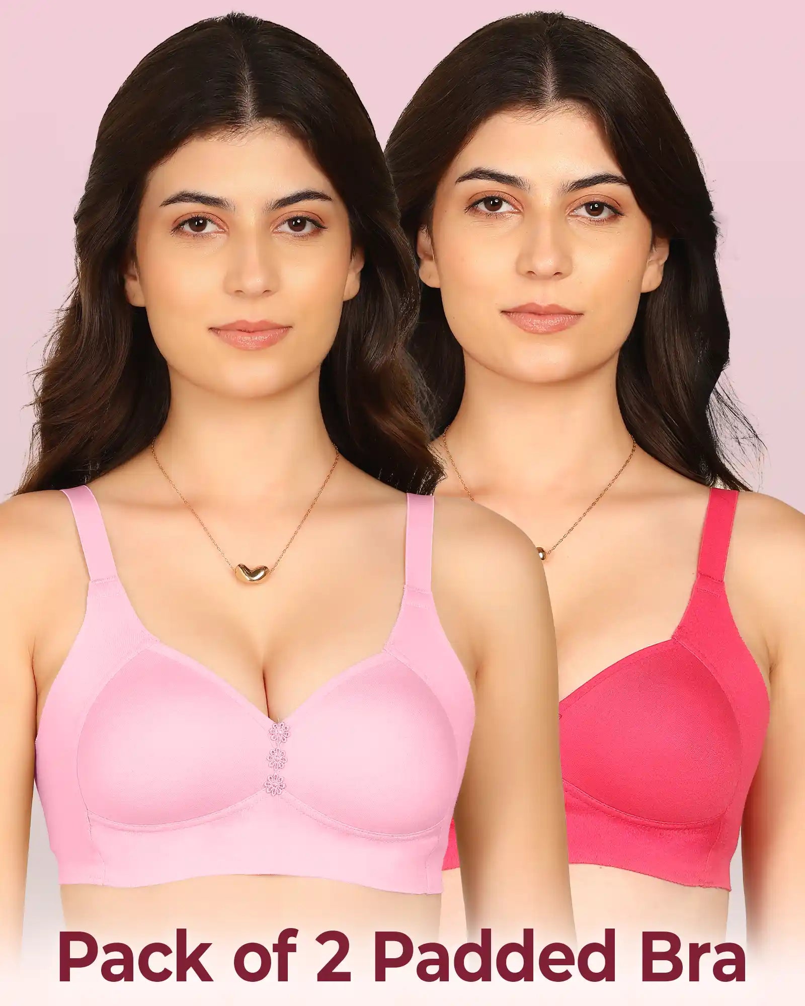 Komli Bonded Breathable Cotton Plus Size M-Frame Minimiser Padded Bra (KB-408) (Pack of 2)