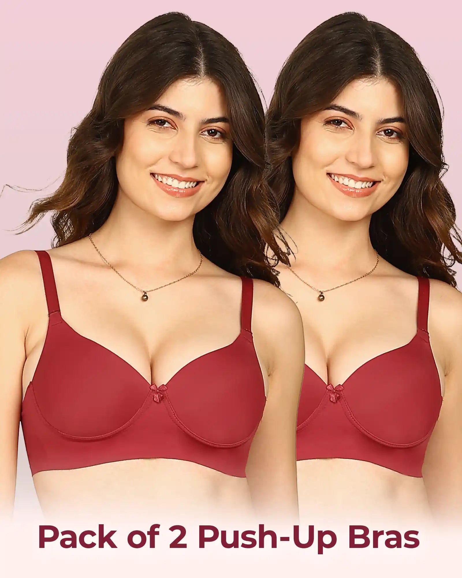 Komli Bonded Polyamide Push-Up 3/4 Coverage Bra (Level 3 Padding) (KB-5301) (Pack of 2)