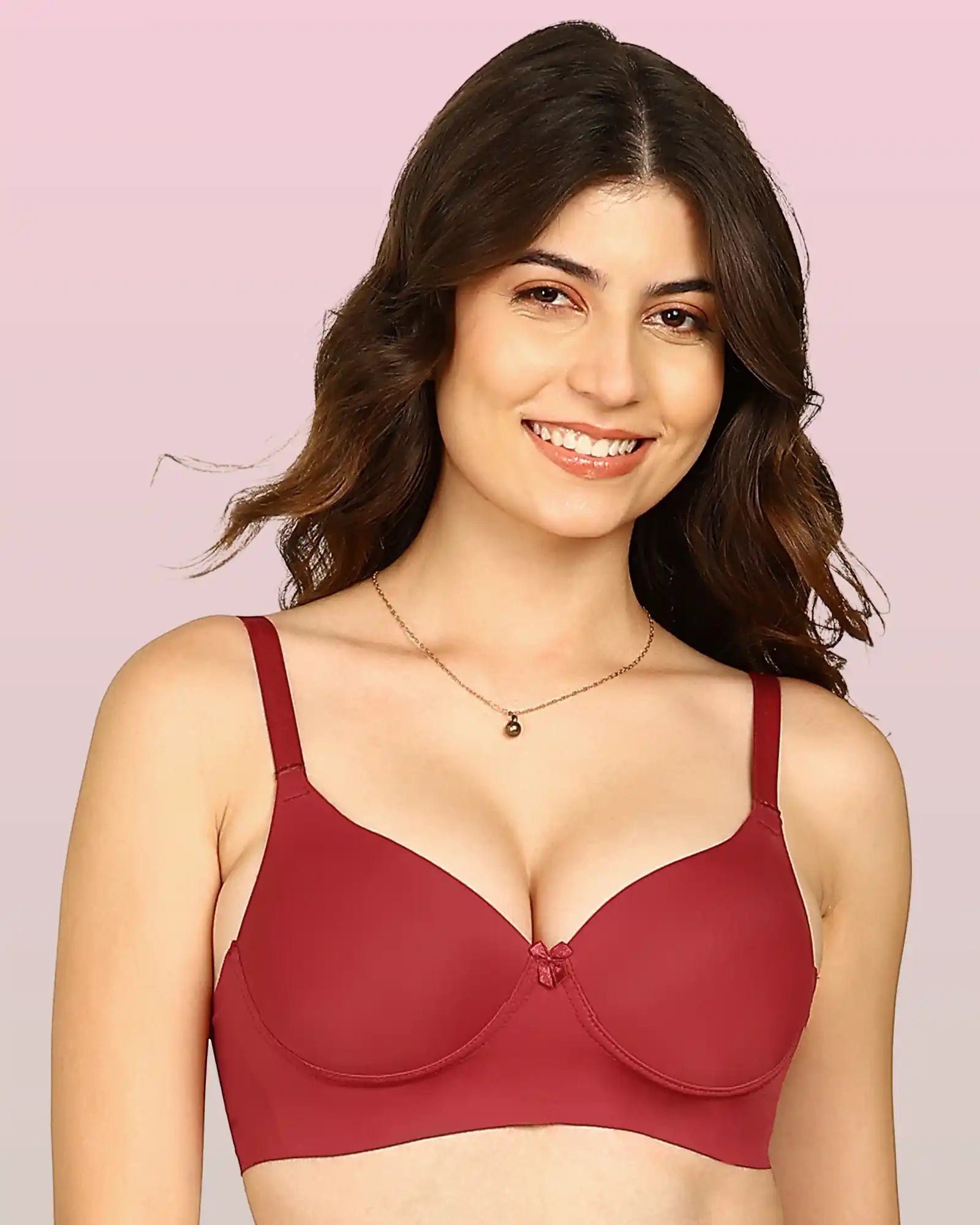 Komli Bonded Polyamide Push-Up 3/4 Coverage Bra (Level 3 Padding (KB-5301-MAROON)
