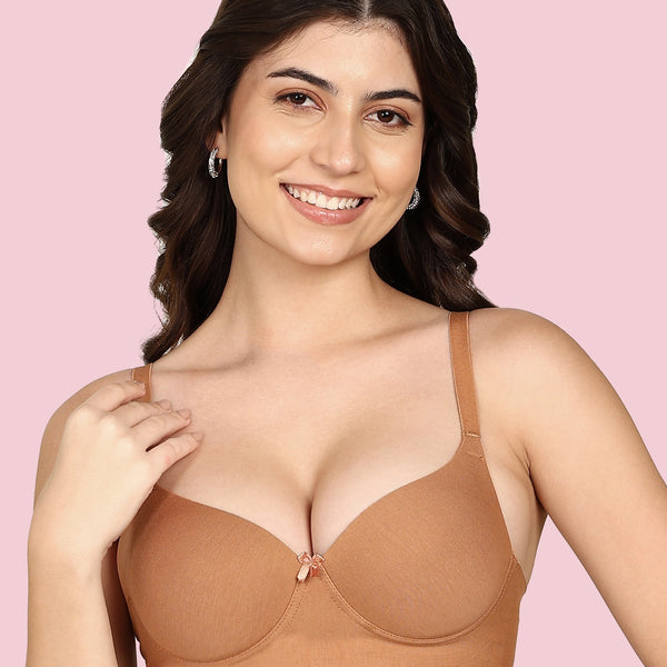 Komli Cotton Bonded Seamless Push-Up Bra (KB-93510-FAWN)
