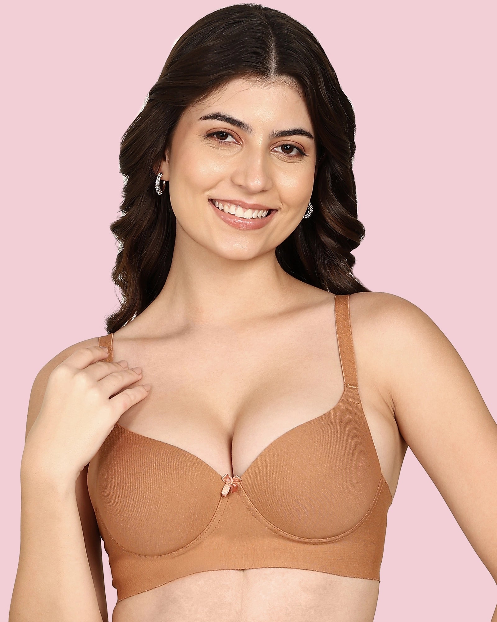 Komli Cotton Bonded Seamless Push-Up Bra (KB-93510-FAWN)
