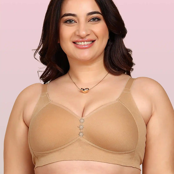 Komli Bonded Breathable Cotton Plus Size M-Frame Minimiser Padded Bra (KB-408-SKIN)
