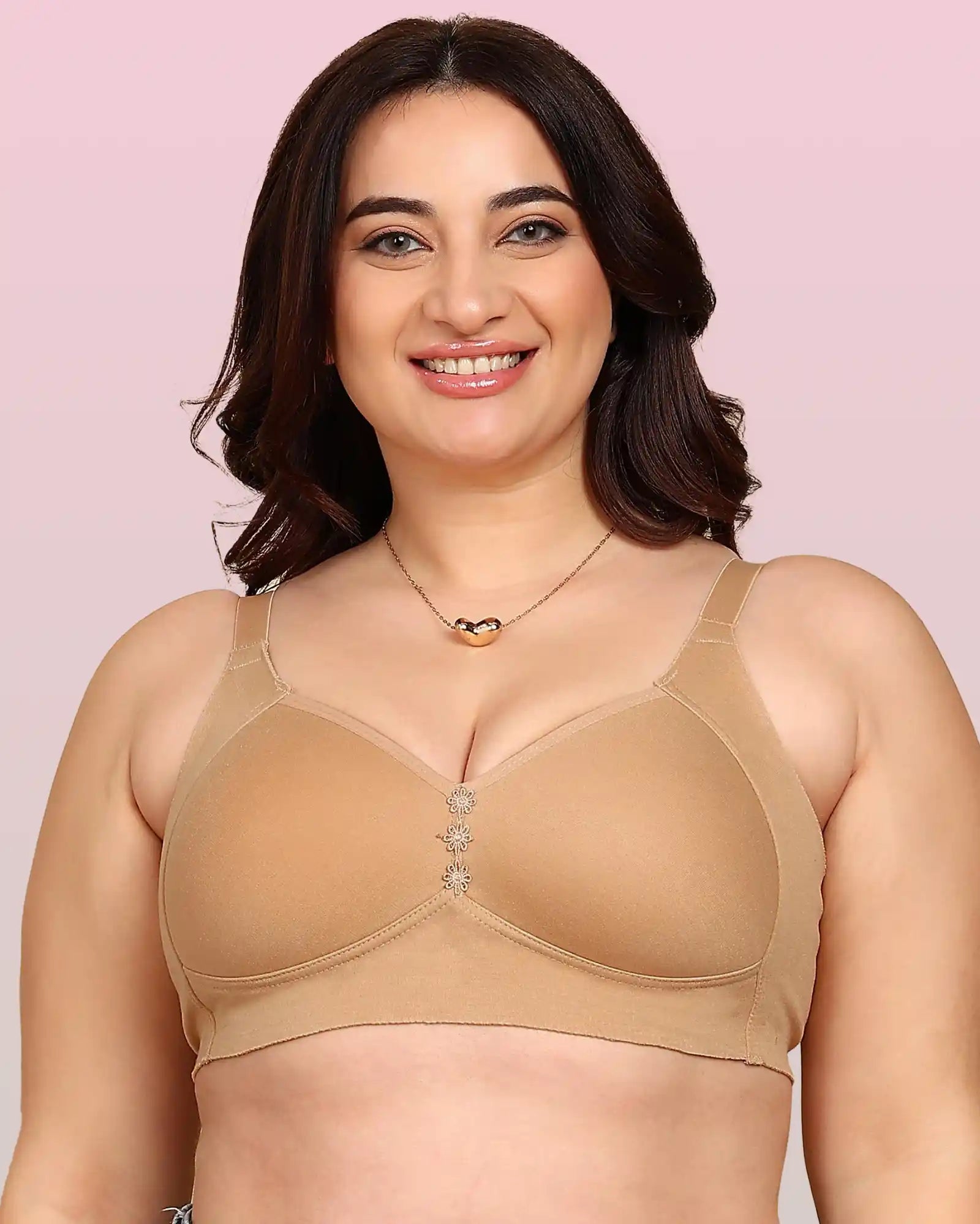 Komli Bonded Breathable Cotton Plus Size M-Frame Minimiser Padded Bra (KB-408-SKIN)