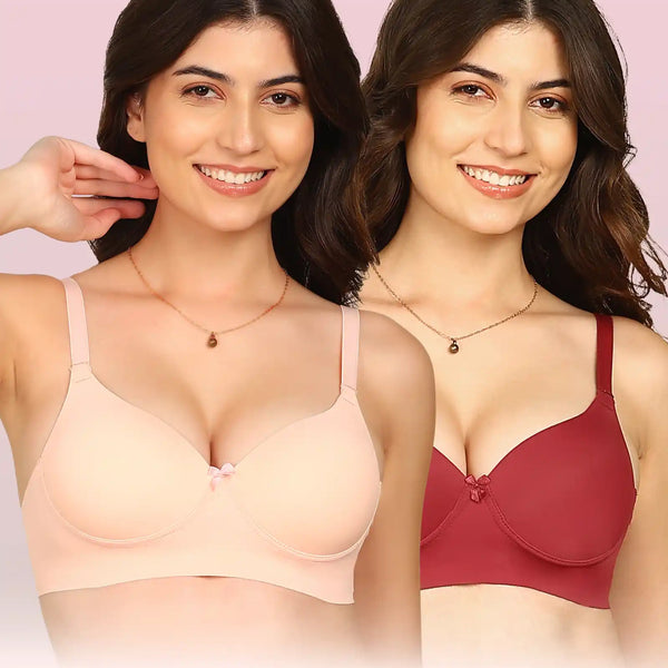 Komli Bonded Polyamide Push-Up 3/4 Coverage Bra (Level 3 Padding) (KB-5301) (Pack of 2)
