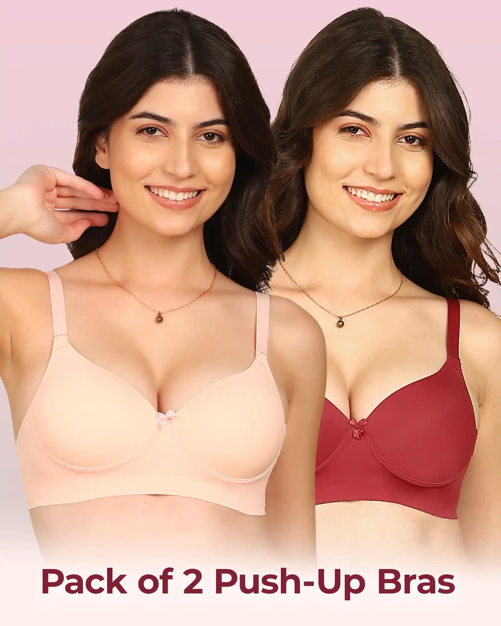 Komli Bonded Polyamide Push-Up 3/4 Coverage Bra (Level 3 Padding) (KB-5301) (Pack of 2)