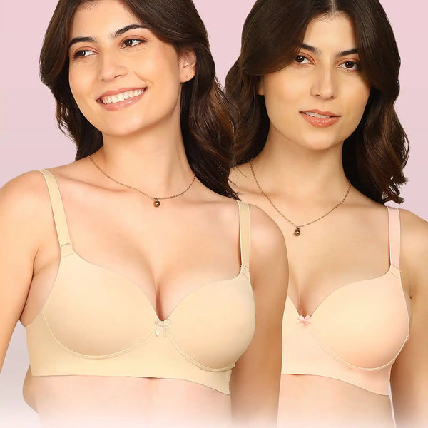 Komli Bonded Polyamide Push-Up 3/4 Coverage Maximiser Bra (Level 2 Padding) (KB-5107) (Pack of 2)