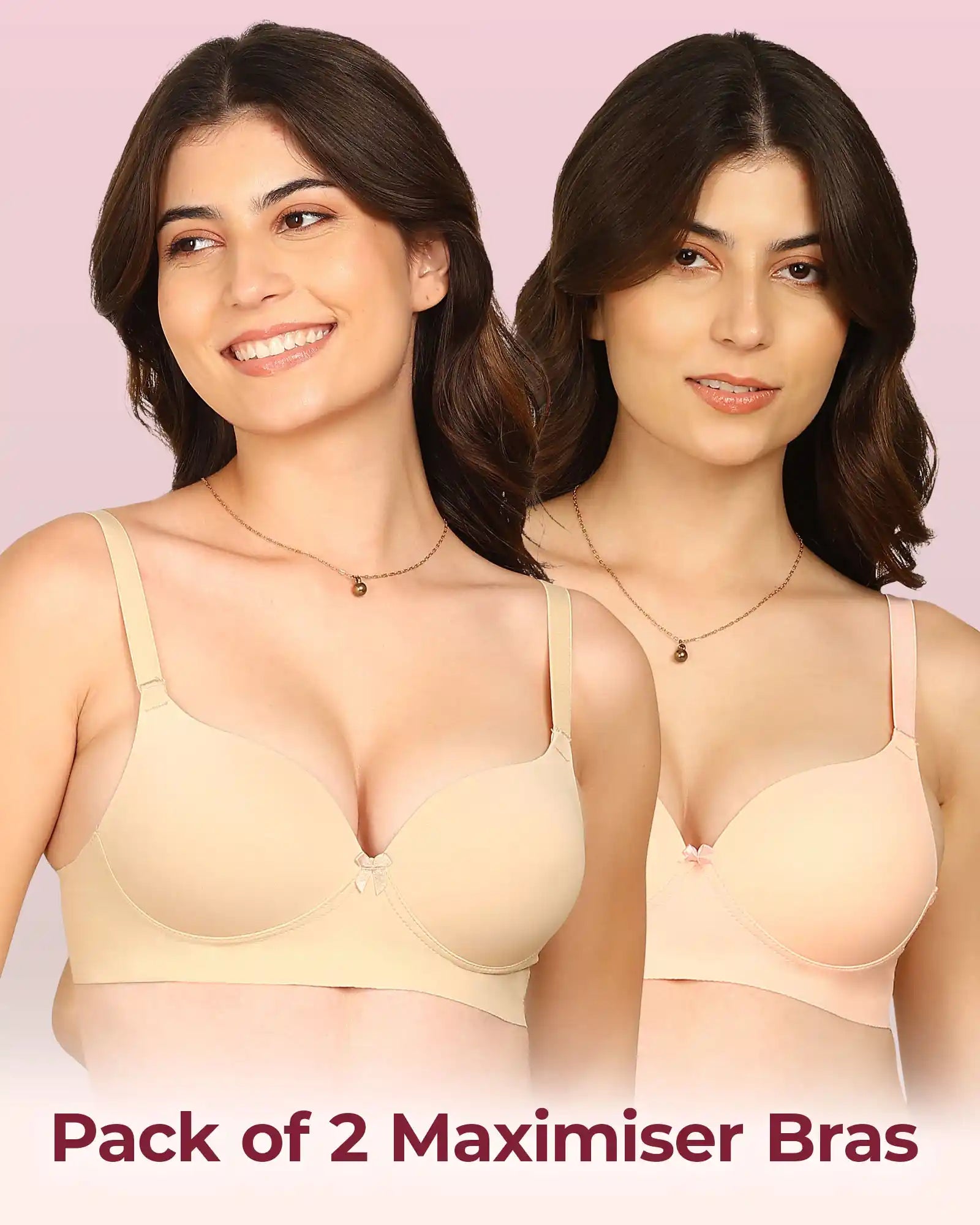 Komli Bonded Polyamide Push-Up 3/4 Coverage Maximiser Bra (Level 2 Padding) (KB-5107) (Pack of 2)