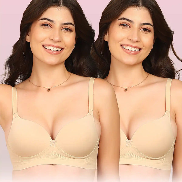 Komli Bonded Polyamide Push-Up 3/4 Coverage Maximiser Bra (Level 2 Padding) (KB-5107) (Pack of 2)