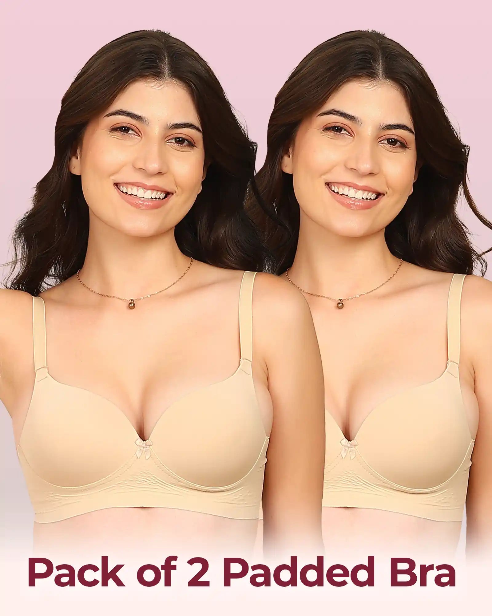 Komli Bonded Polyamide Push-Up 3/4 Coverage Maximiser Bra (Level 2 Padding) (KB-5107) (Pack of 2)