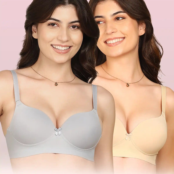 Komli Bonded Polyamide Push-Up 3/4 Coverage Maximiser Bra (Level 2 Padding) (KB-5107) (Pack of 2)