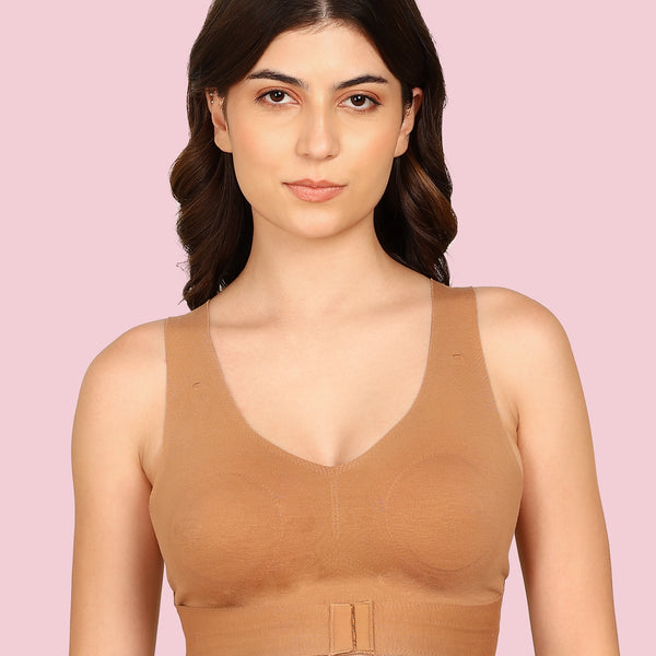 Komli Cotton Bonded Seamless Non-Padded Invisi-Gym Bra (KB-995-FAWN)