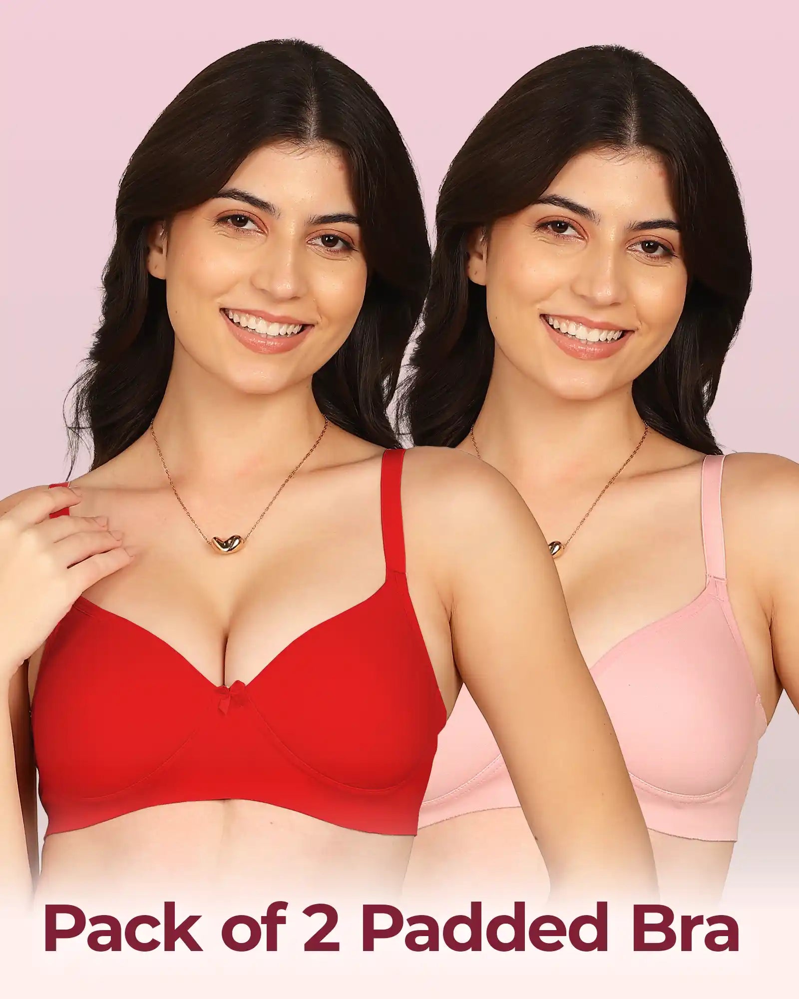 Komli Bonded Breathable Cotton Full Coverage Padded Bra (KB-1013) (Pack of 2)