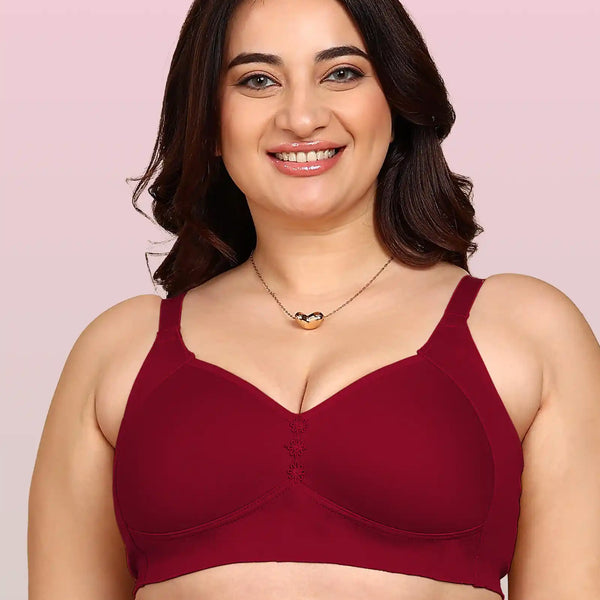 Komli Bonded Breathable Cotton Plus Size M-Frame Minimiser Padded Bra (KB-408-MAGENTA)