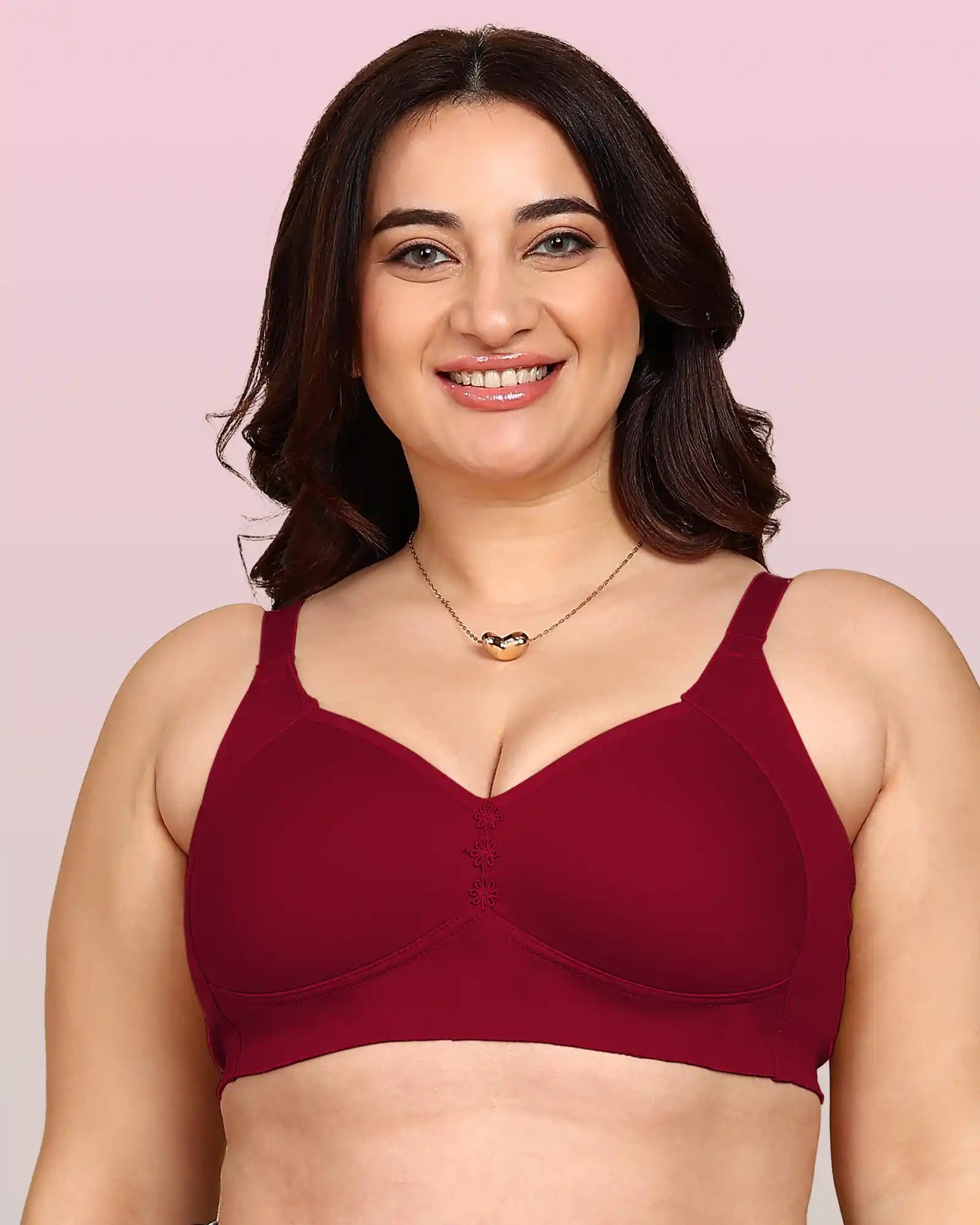 Komli Bonded Breathable Cotton Plus Size M-Frame Minimiser Padded Bra (KB-408-MAGENTA)