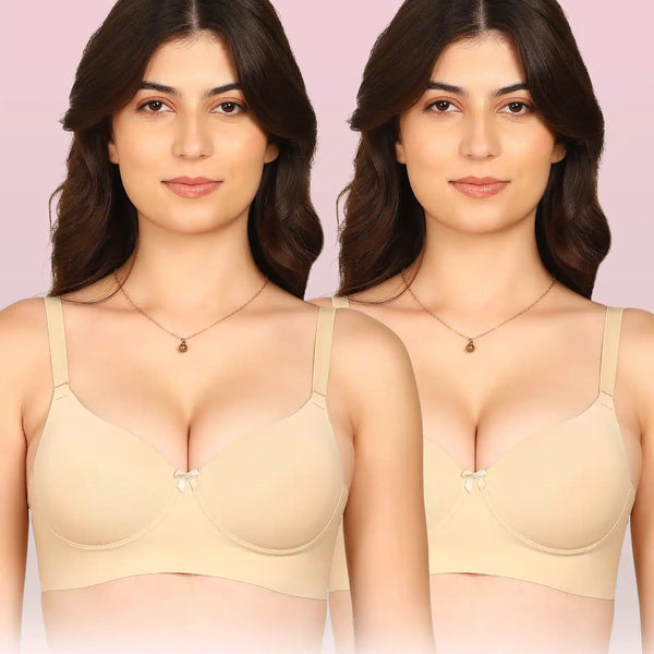 Komli Bonded Polyamide Push-Up 3/4 Coverage Bra (Level 3 Padding) (KB-5301) (Pack of 2)